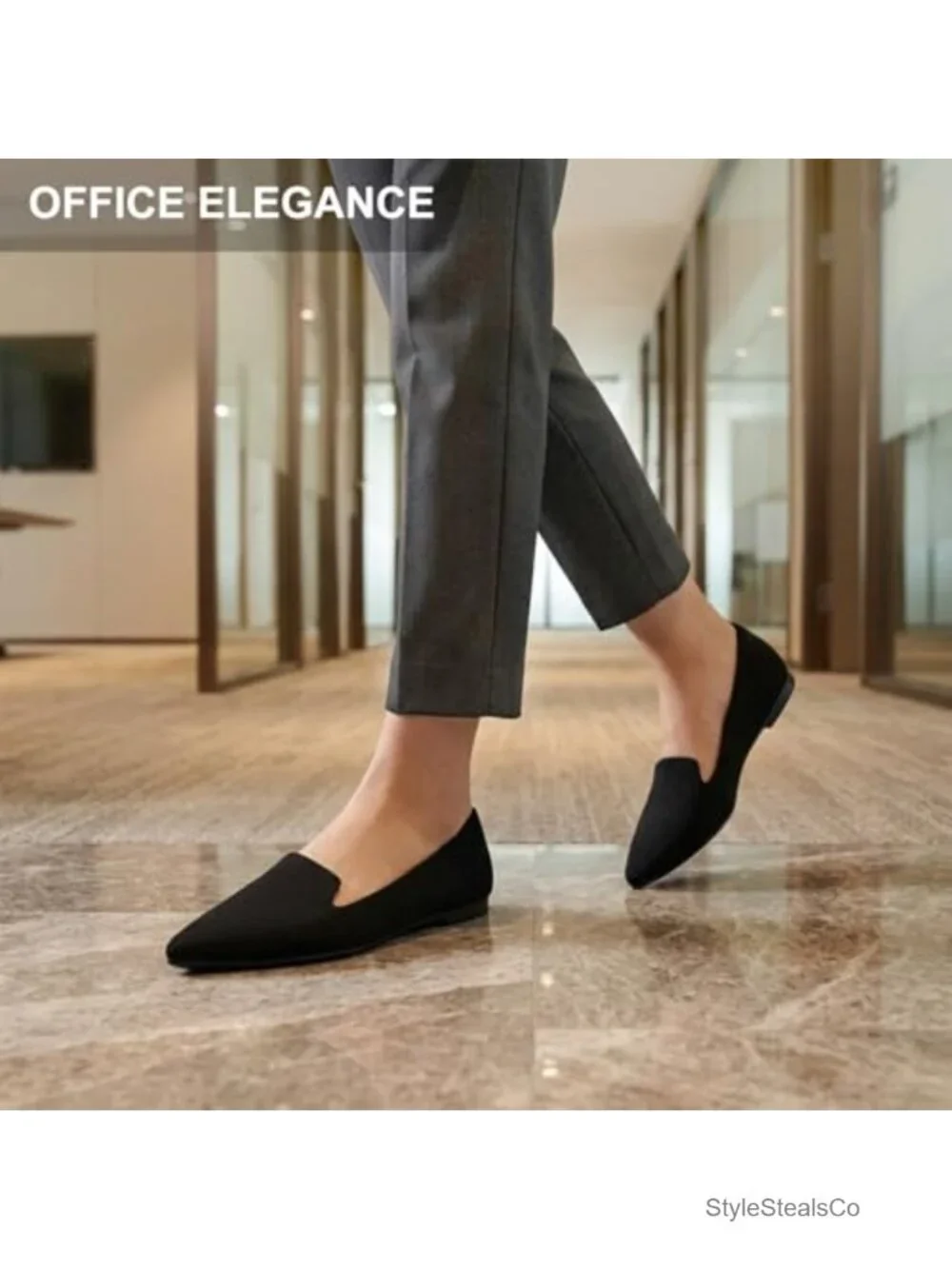 MUSSHOE Women's Pointed Toe Suede Flats Slip On Memory Foam Business Casual